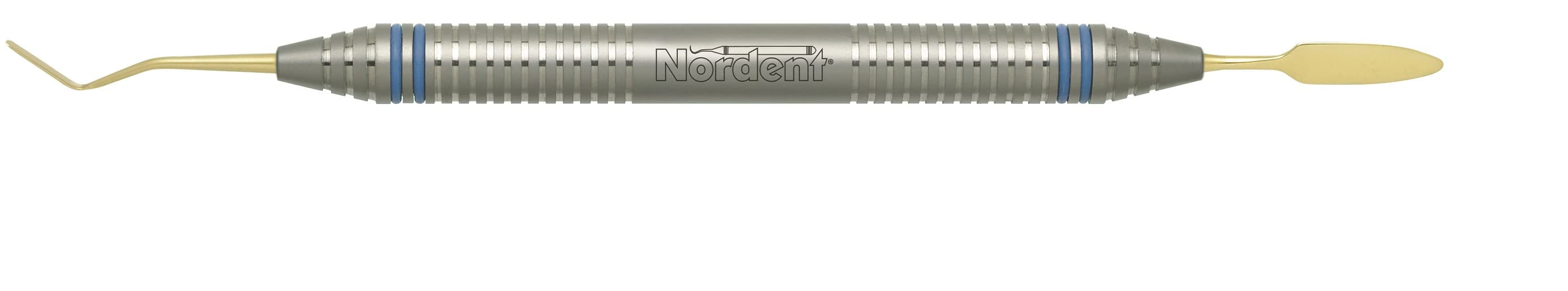 Nordent Composite Placement Double-Ended Spatula/Paddle #9, Titanium-Nitride Coated, DuraLite Round Handle, REPFI9T - Composite Placement DE TiN Coated Spatula/Paddle #9 DuraLite ROUND - Image 1