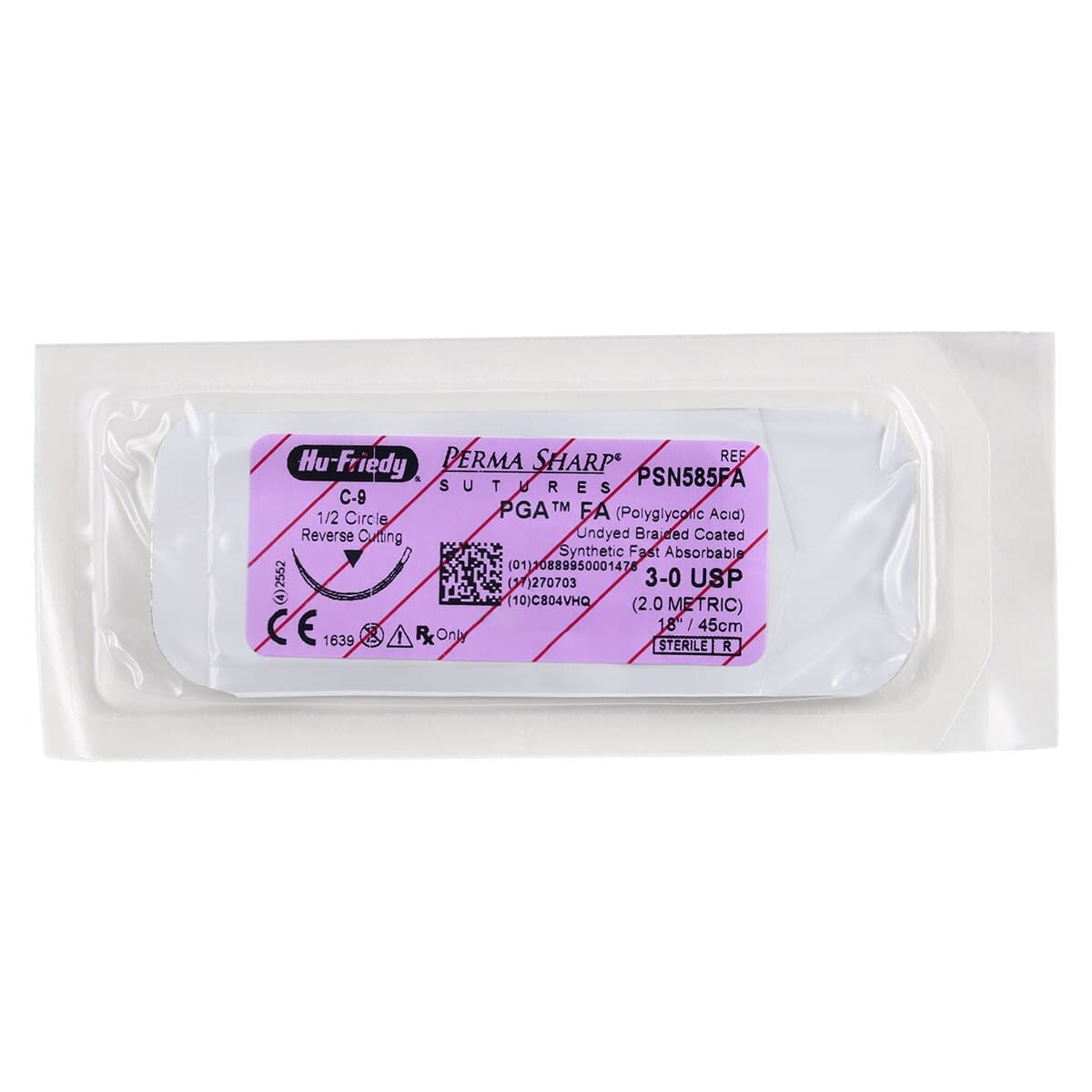 Hu-Friedy Perma Sharp PGA FA Absorbable Suture, 3-0, Undyed, 18", C-9 Reverse Cutting 1/2 Circle 23mm Needle, 12/Box, PSN585FA thumbnail 3