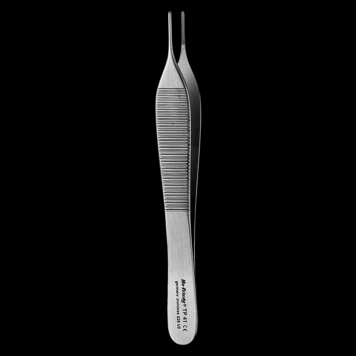Hu-Friedy Adson Tissue Forceps/Pliers, #41 Plain, 4.75" (12 cm), Stainless Steel, 1/Pk, TP41 - Adson Tissue Forceps/Pliers, 41 Plain, 1/Pk, TP41 - Image 1