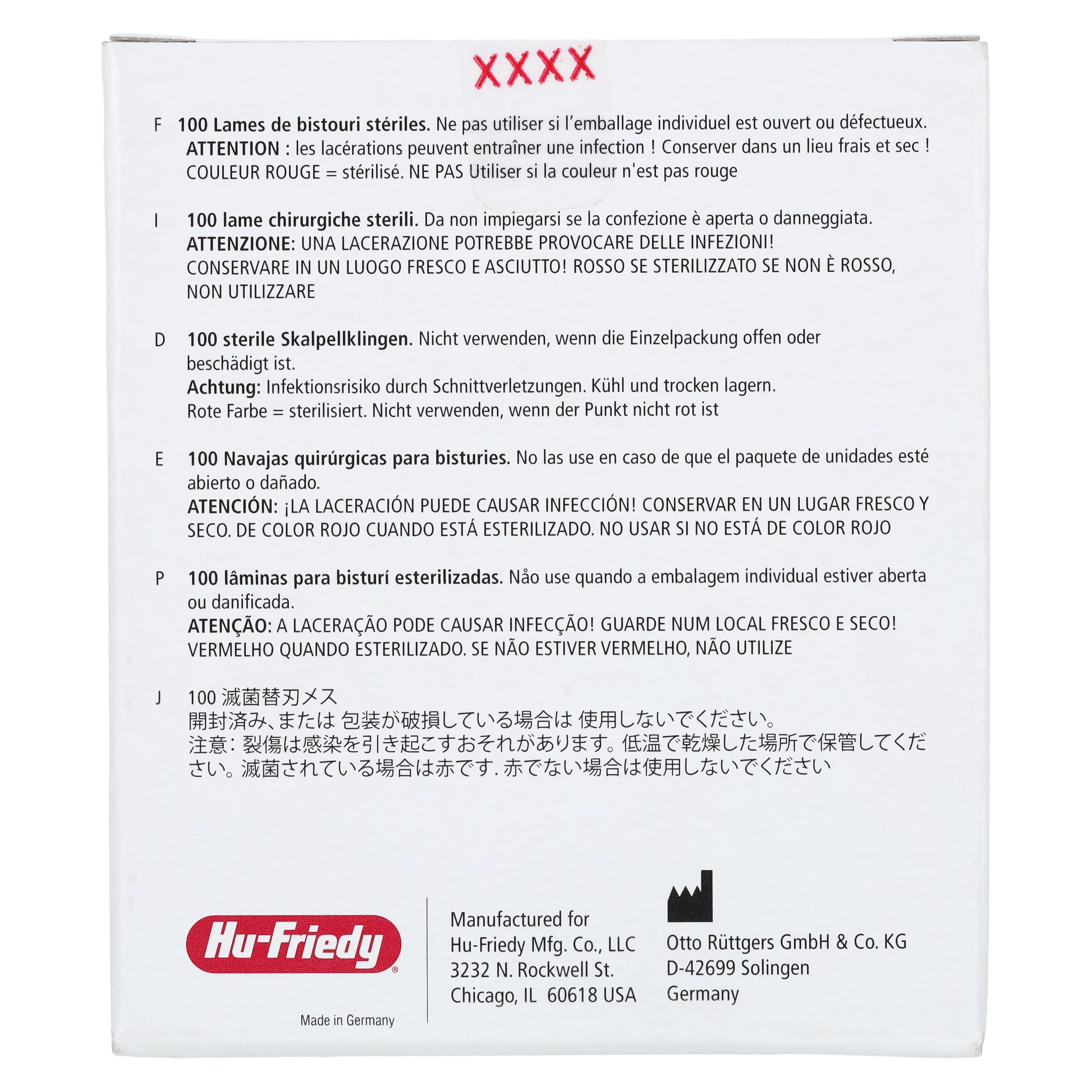 Hu-Friedy Carbon Steel Sterile Surgical Blade #15C, Individually Wrapped, 100/Box, 10-256-15 thumbnail 2