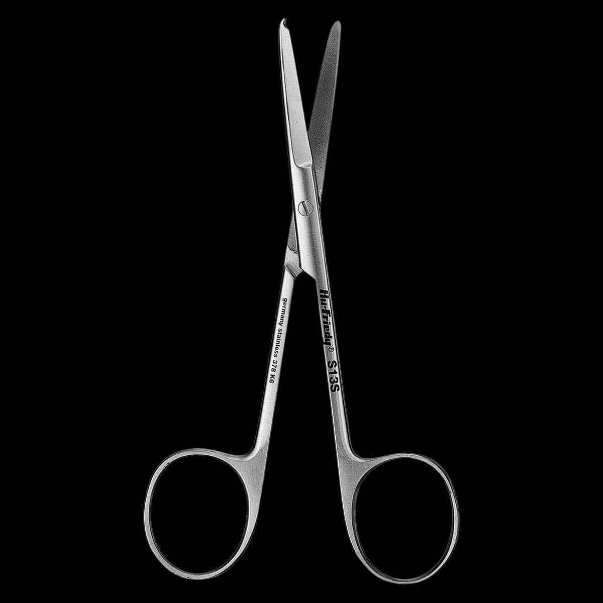 Hu-Friedy S13S Suture Scissors, Standard Series, 4-3/4" (12 cm), #13S, Stainless Steel, 1/Pk - Suture Scissors, Standard Series, 4-3/4", # 13S, 1/Pk, S13S - Image 1