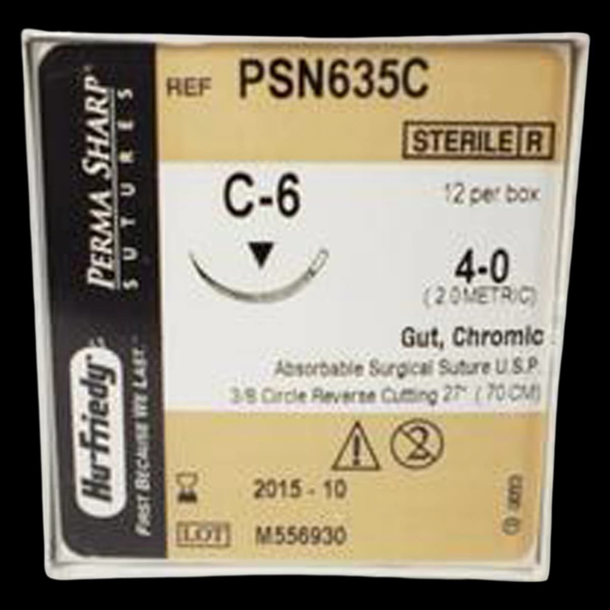 Hu-Friedy Perma Sharp Chromic Gut Suture, 5-0, C-6 Reverse Cutting 3/8 Circle Needle, 27", Absorbable, 12/Box, PSN634C thumbnail 2
