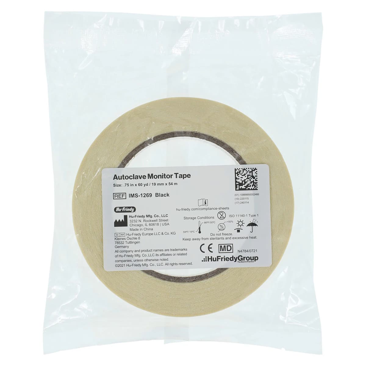 Hu-Friedy IMS Autoclave Monitor Tape, Black, 3/4" x 60 yd Roll, IMS-1269 - IMS Monitor Tape (Black) - Image 1