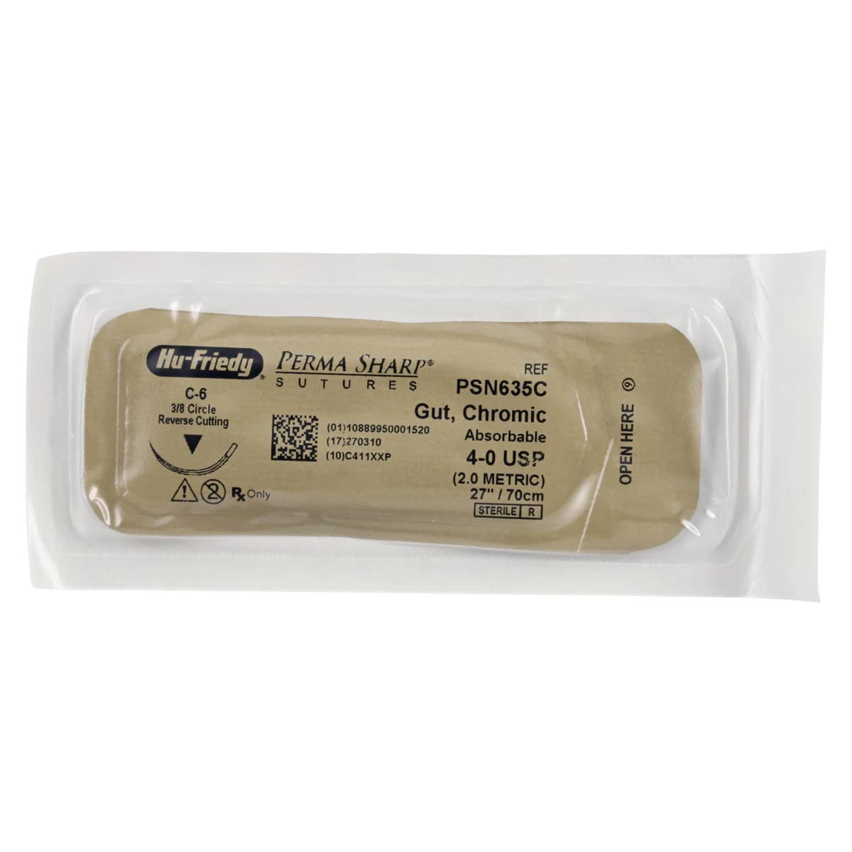 Hu-Friedy Perma Sharp Chromic Gut Absorbable Suture, 4-0, 27", C-6 Reverse Cutting 3/8 Circle Needle, 12/Box, PSN635C thumbnail 3
