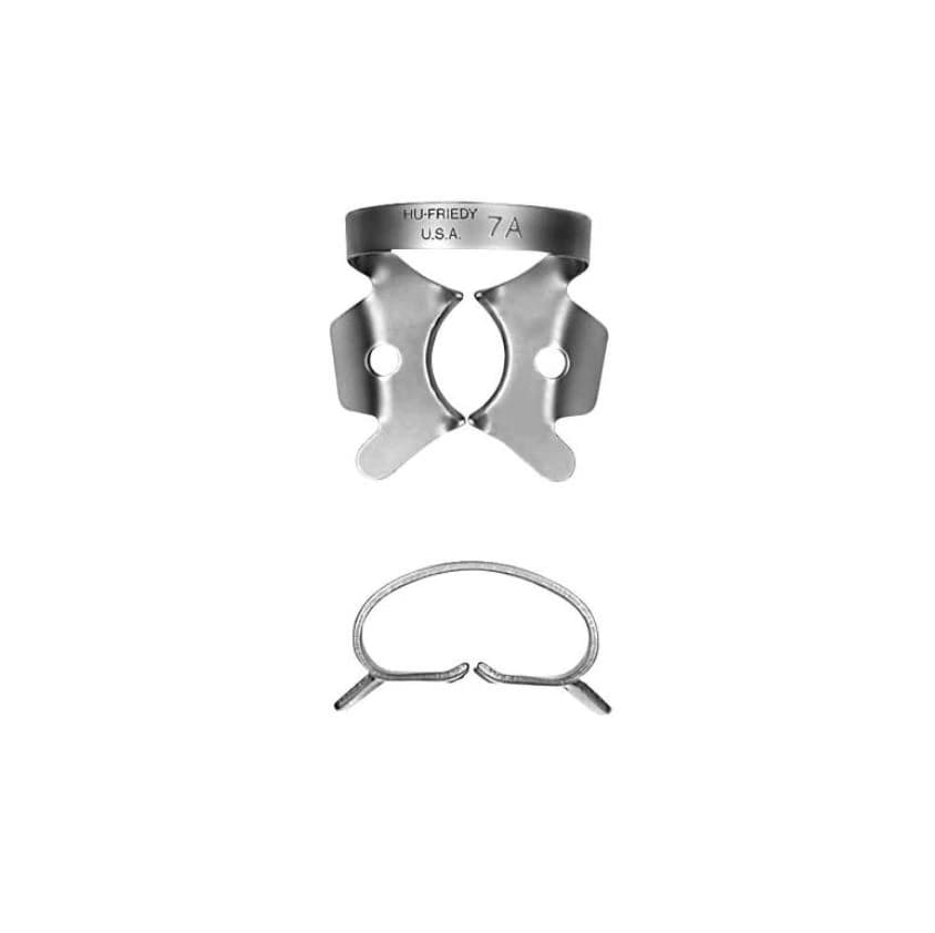 Hu-Friedy Satin Steel Rubber Dam Clamp, #7A, Winged, Large Lower Molars, 1/Pk, RDCM7A - Rubber Dam Clamp, # 7A, Large Lower Molars, Satin Steel, RDCM7A - Image 1