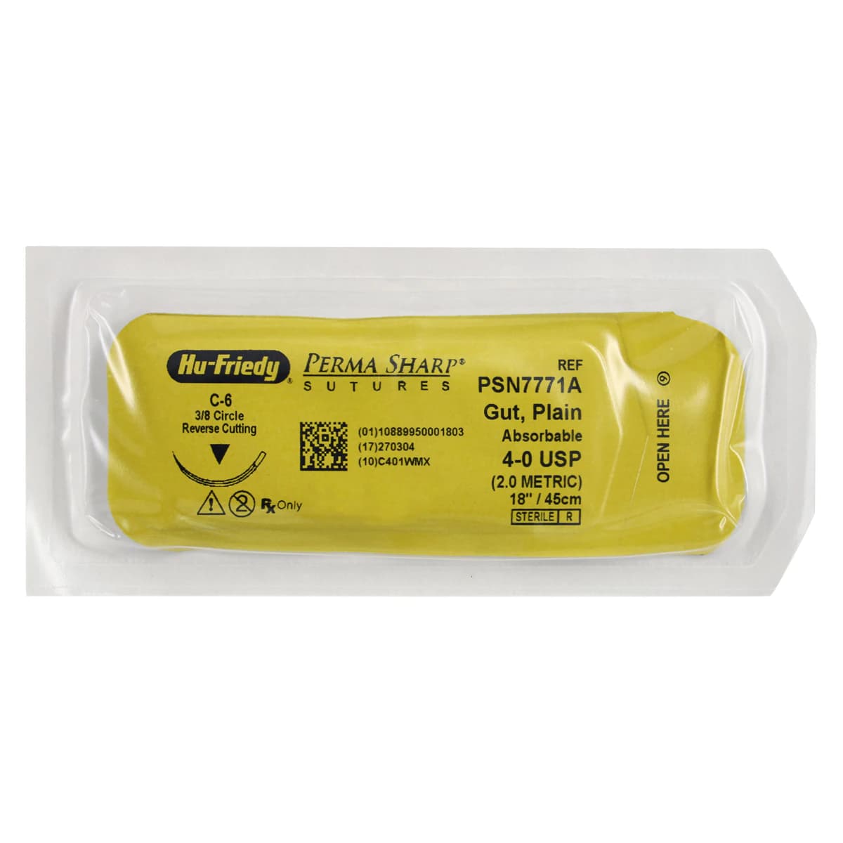 Hu-Friedy Perma Sharp Plain Gut Absorbable Suture, 4-0, C-6 Reverse Cutting Needle, 3/8 Circle, 18", 12/Box, PSN7771A thumbnail 3