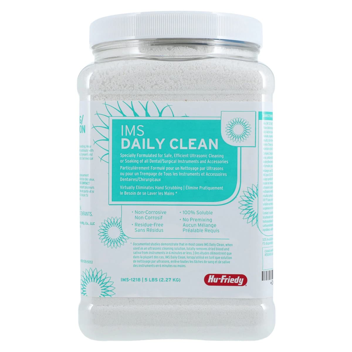 Hu-Friedy IMS Daily Clean General Purpose Detergent, 5 lb (2.27 kg) Container, Makes 160 Gallons, IMS-1218 - IMS Daily Clean, General Purpose Detergent, 5 lb, 1/Pk, IMS-1218 - Image 1