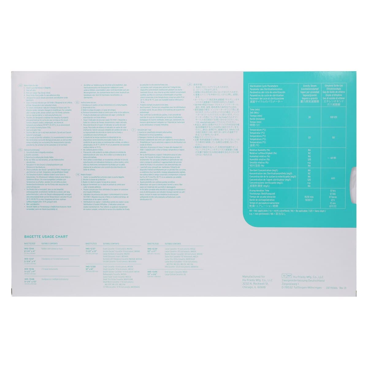 Hu-Friedy IMS Bagette Self-Sealing Sterilization Pouches, 12" x 17", Blue/White, 100/Box, IMS-1239 thumbnail 2