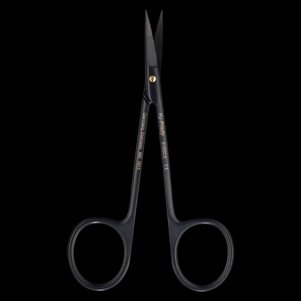 Hu-Friedy Black Line Iris Curved/Delicate Super-Cut Scissors, 4.5", S18SCX - Scissors - Black Line - Iris Curved/Delicate Super-Cut 4.5" - Image 1