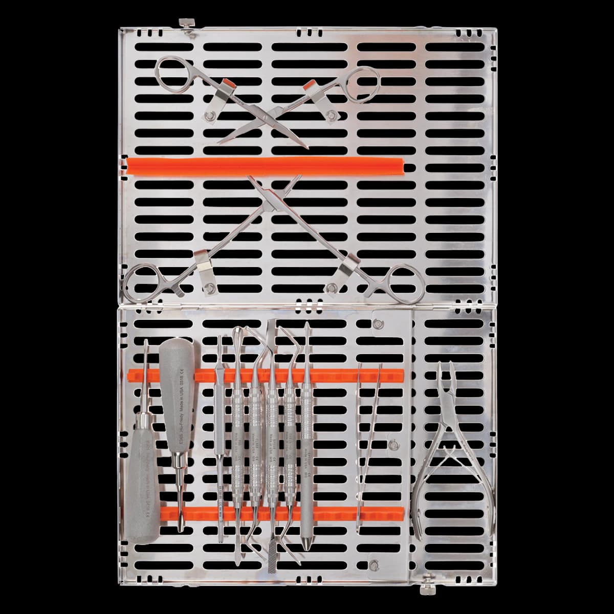Hu-Friedy Extraction Instrument Kit, Surgical Stainless Steel, 16-Instrument, Orange Cassette, IMEXTKIT - Extraction Kit - Extraction Kit - Image 1