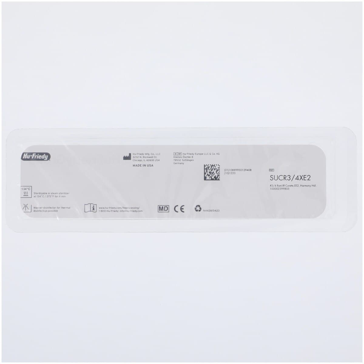 3/4 Ratcliff Curette EE2 Harmony Handle, Double End, Stainless Steel, SUCR3/4XE2 thumbnail 2