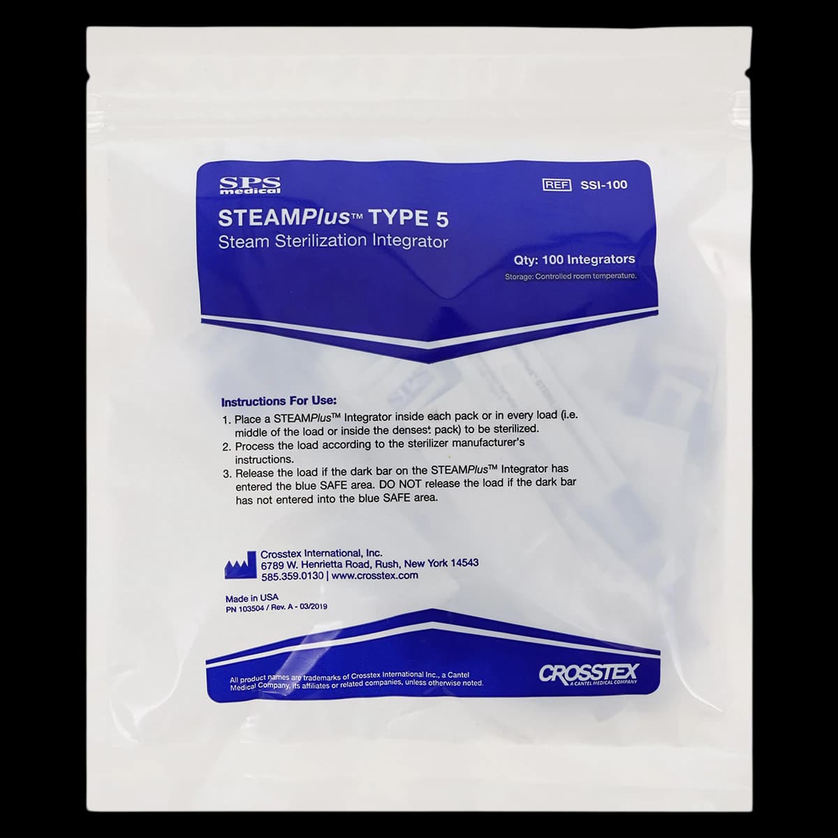 STEAMPlus Class 5 Steam Sterilization Integrator Strips, 4" x 0.75", 100/Box, SSI-100 - STEAMPlus™ Class 5 Sterilization Integrator Strips Box of 100 - Image 1