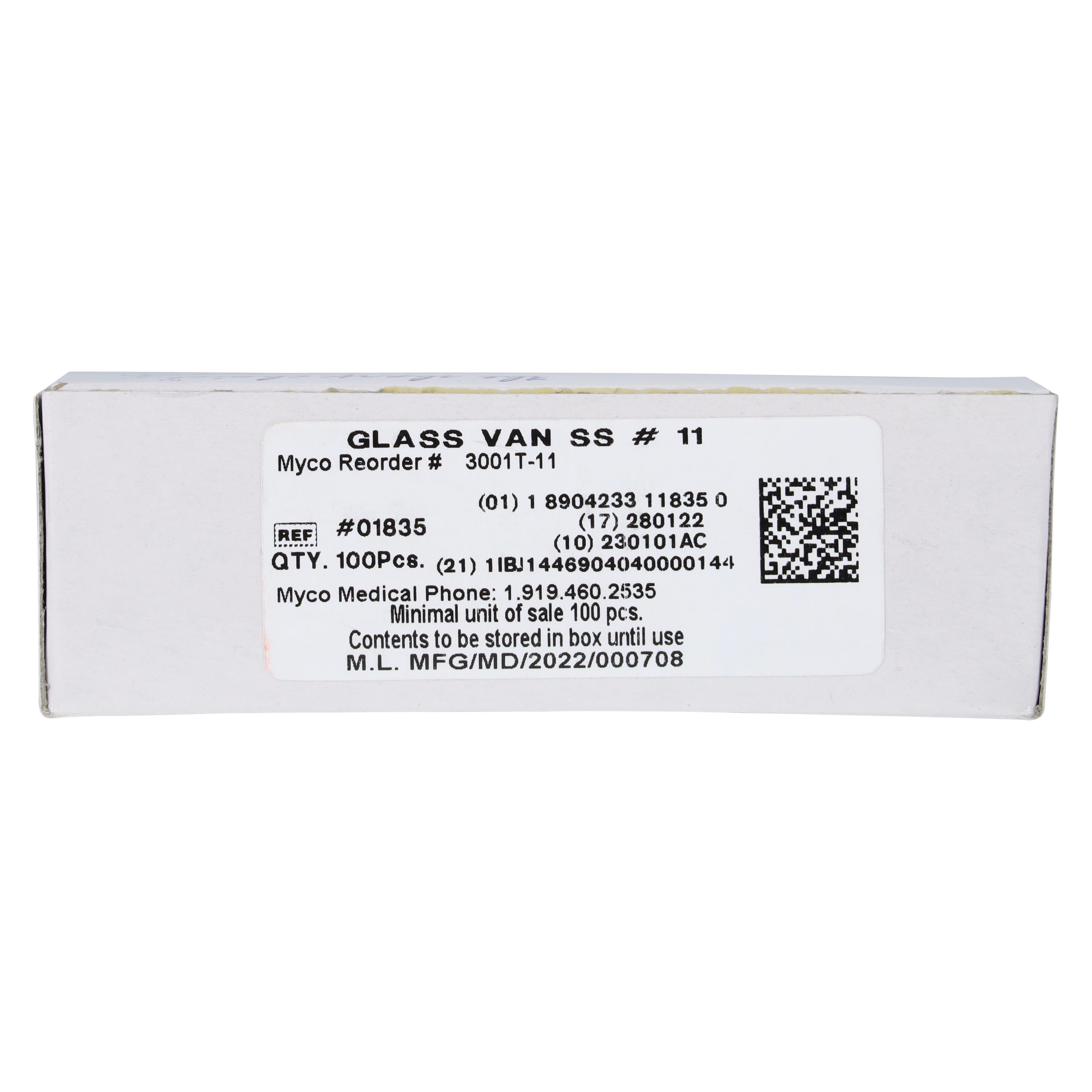 Myco Glassvan Stainless Steel Surgical Blades, #11, Sterile, 100/Bx, 3001T-11 thumbnail 8