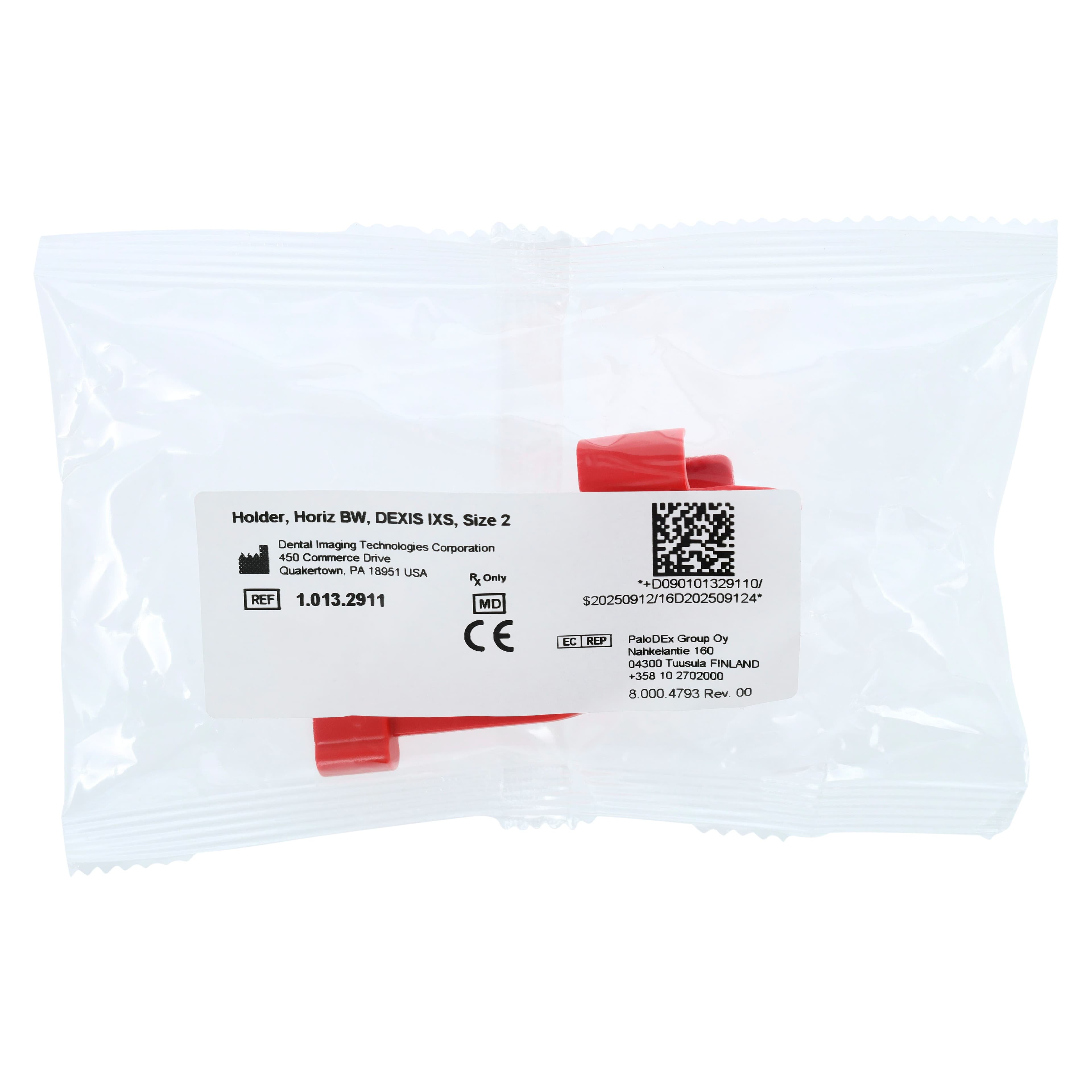 DEXIS IXS Digital Sensor Holder, Horizontal Bitewing, Size 2, Red, 1.013.2911 thumbnail 2