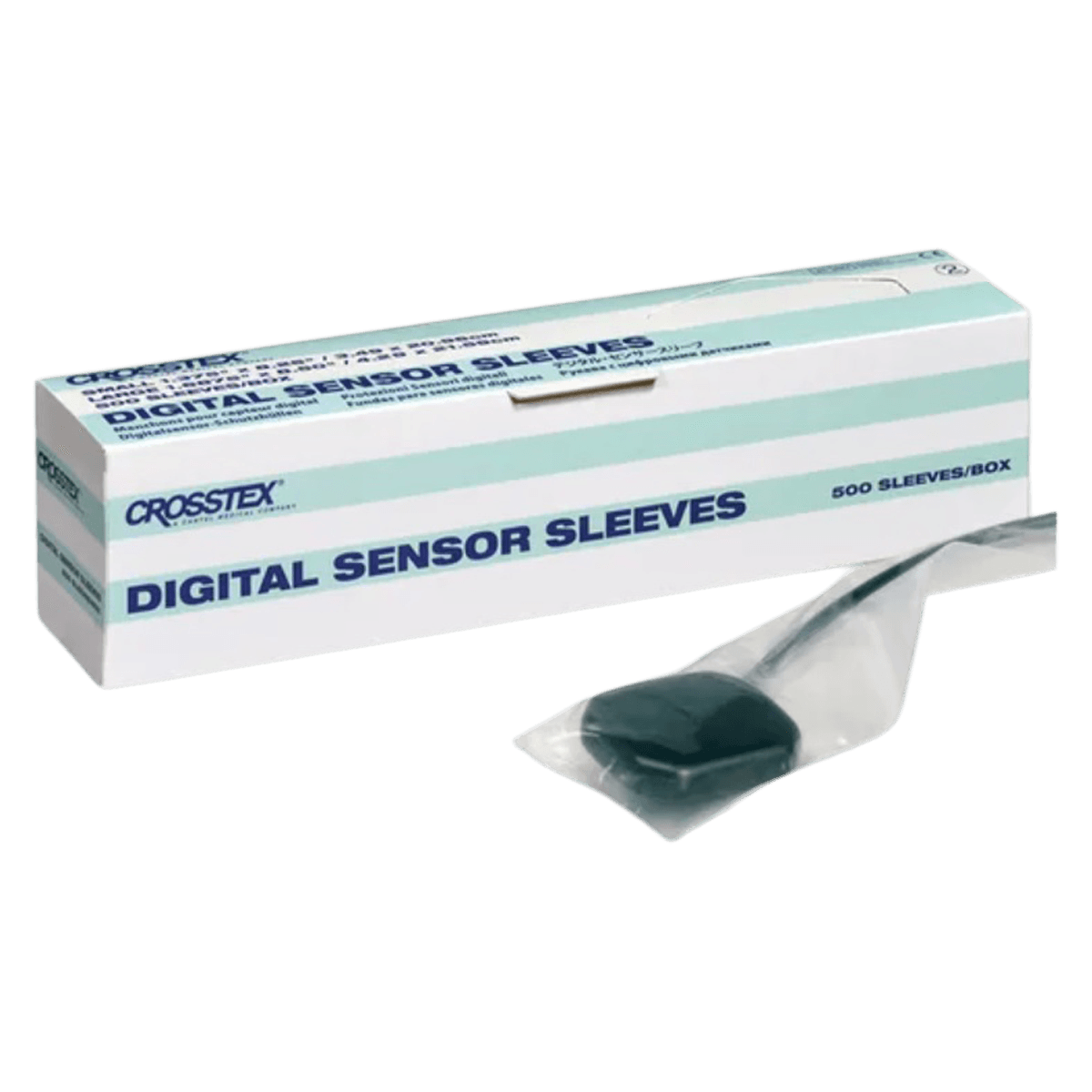 Crosstex Digital Sensor Sleeves, Large, 1.625" x 8.5", Clear Polyethylene, Latex-Free, 500/Box, BCXSL thumbnail 2