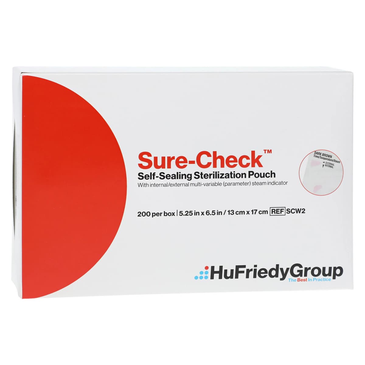 Crosstex Sure-Check Self-Sealing Sterilization Pouches, 5.25" x 6.5", 200/Box, SCW2 - Sure Check Sterilization Pouches 5.25 x 6.5 200Bx - Image 1
