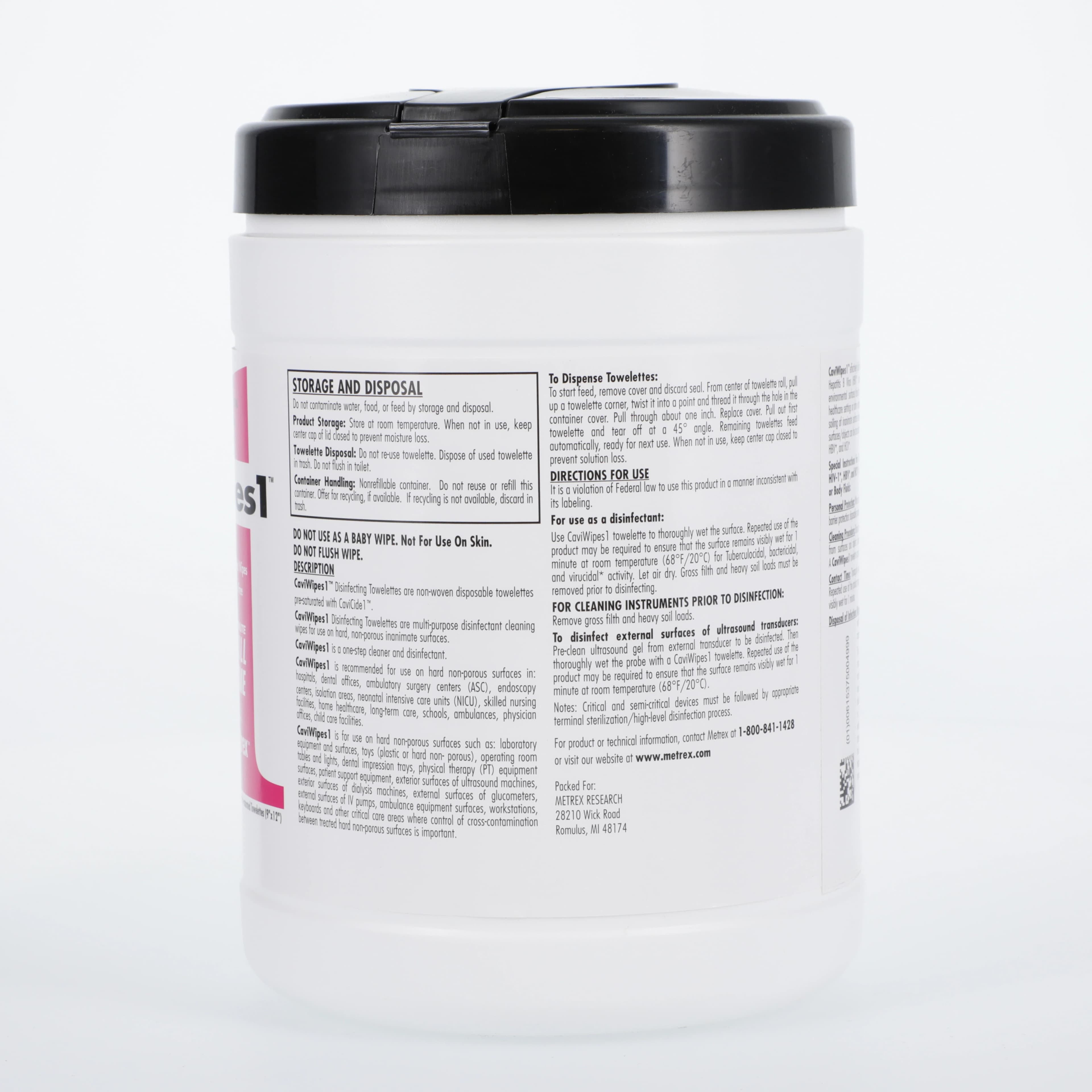 CaviWipes1 Disinfectant Wipes, Extra Large, 9" x 12", 65 Wipes/Canister, Fragrance-Free, 13-1100 thumbnail 2