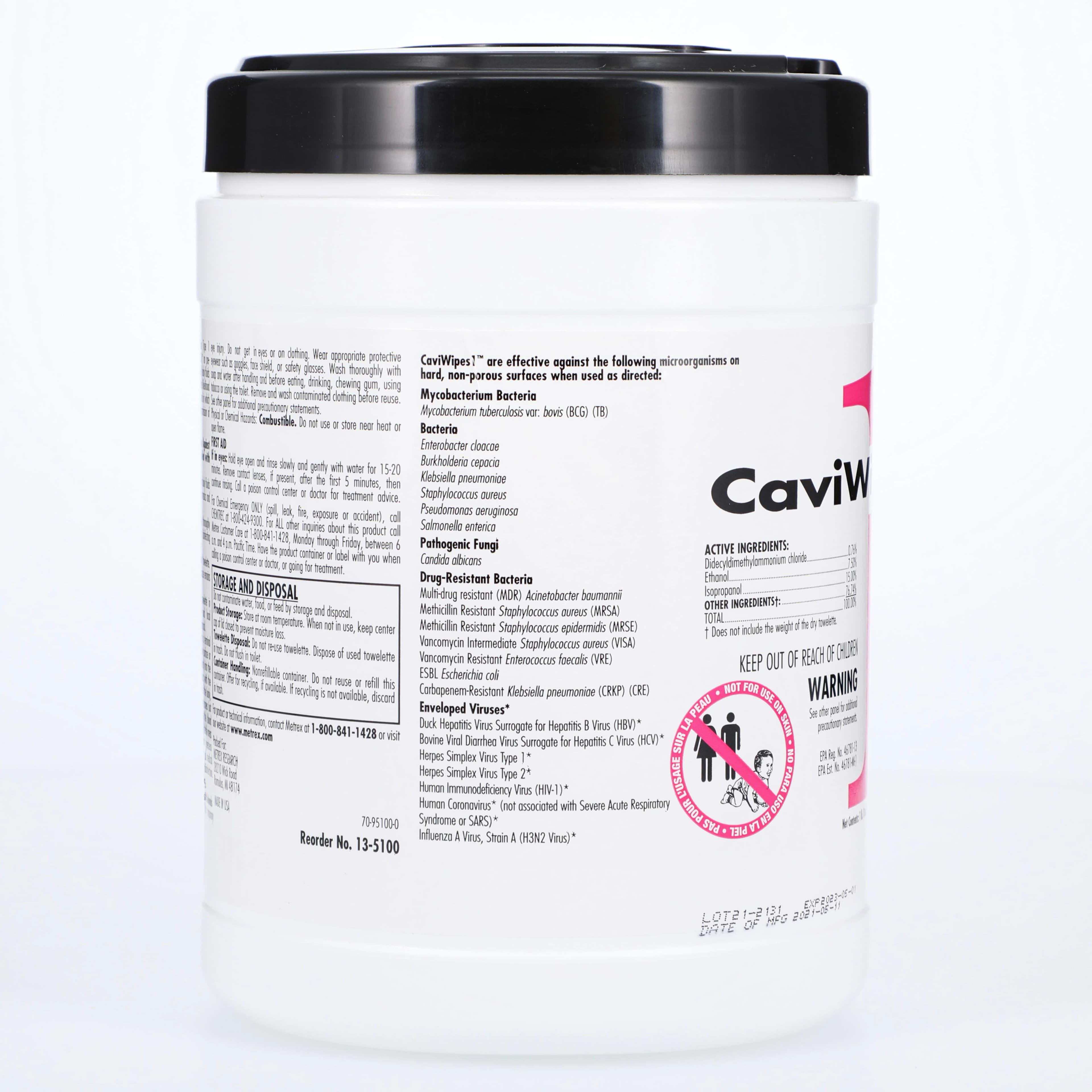 CaviWipes1 Surface Disinfectant Towelettes, Large, 6" x 6.75", 160/Canister, 46781-13 thumbnail 4