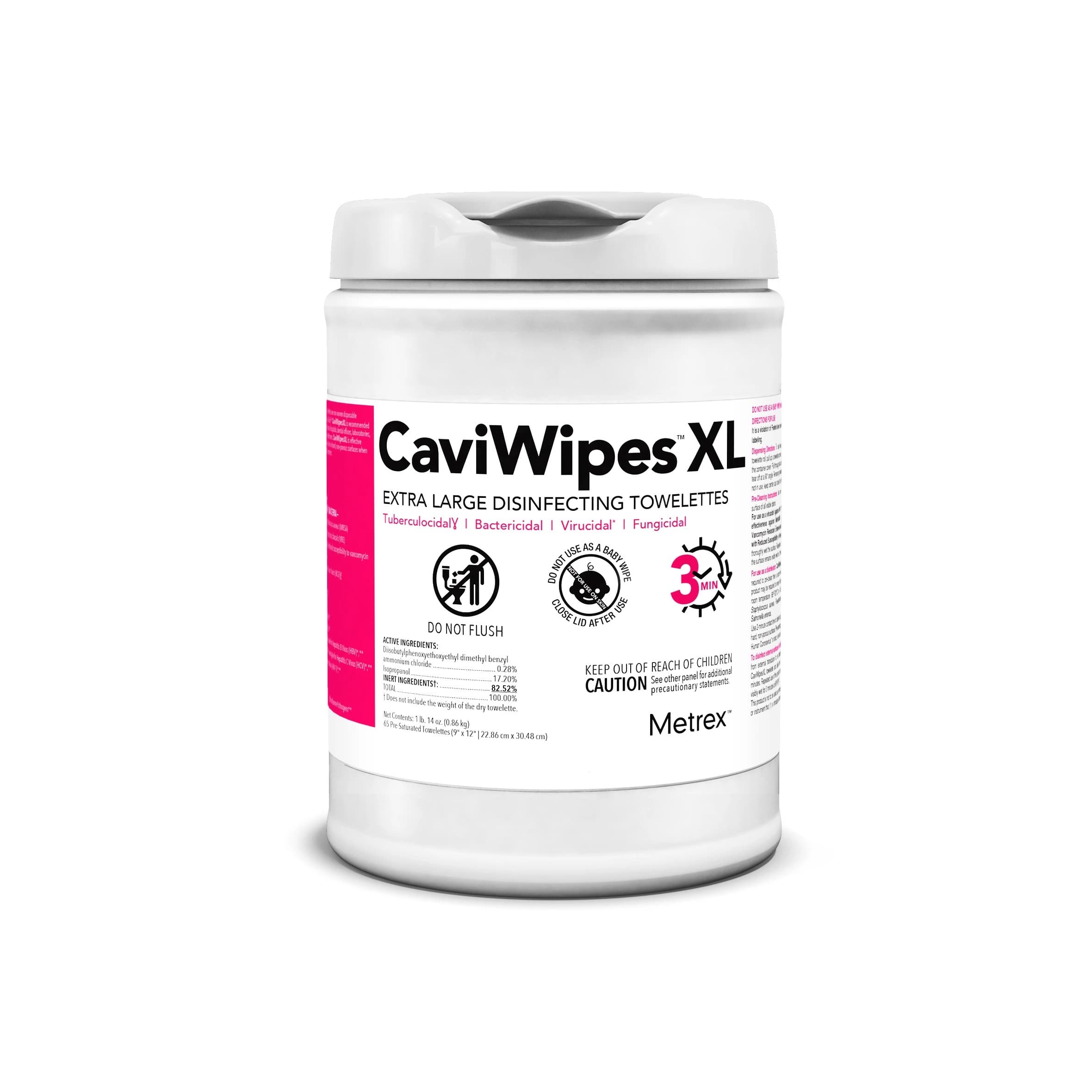 CaviWipes XL Disinfecting Towelettes, 9" x 12", 65 Wipes/Canister, Metrex - Caviwipes Disinfectant 9 x 12 (XL) 65Tb - Image 1