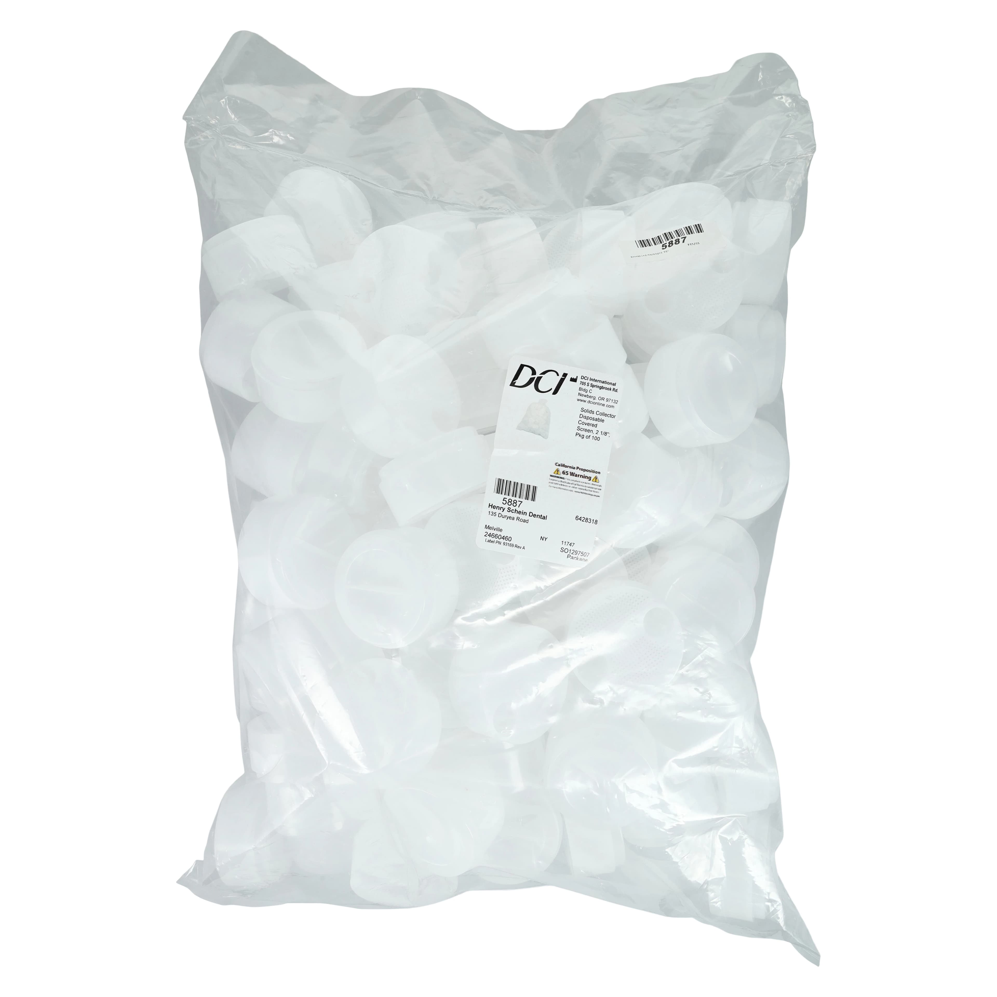 DCI International Solids Collector Disposable Covered Screen, 2-1/8", White, 100/Pk, 5887 - Disposable Solids Collector Covered Screens, Trap, 2-1/8", White, 100/Pk, 5887 - Image 1