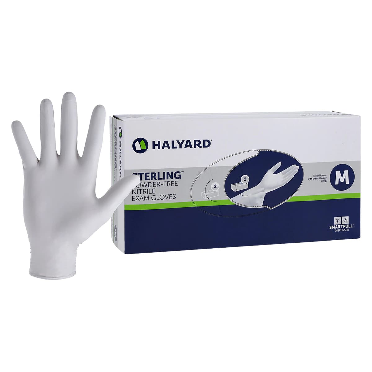 STERLING* Nitrile Exam Gloves, Powder Free, Non-Sterile, Medium, White, 200/Box - STERLING* Nitrile Exam Gloves Medium White Box of 200 - Image 1