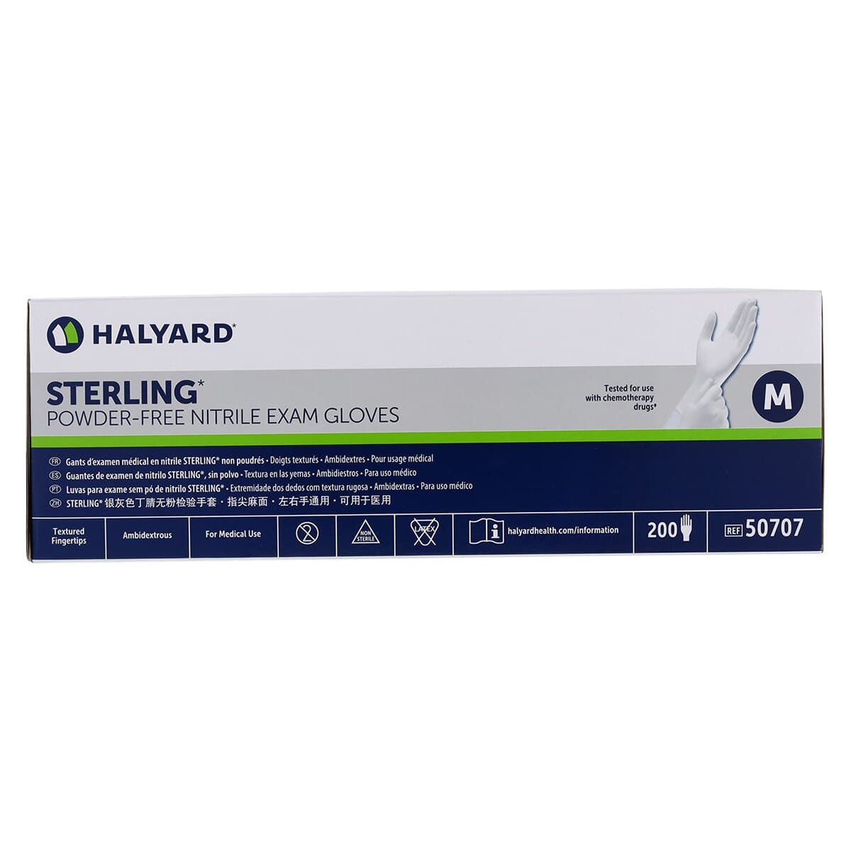 STERLING* Nitrile Exam Gloves, Powder Free, Non-Sterile, Medium, White, 200/Box thumbnail 8