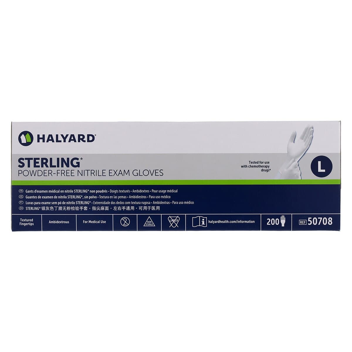 STERLING* Nitrile Examination Gloves, Powder Free, Non-Sterile, Large, White, 200/Box, 50708 thumbnail 8
