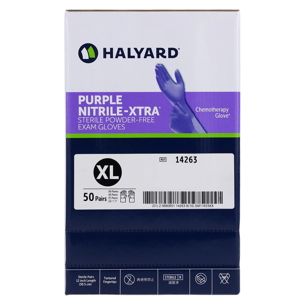 Halyard Purple Nitrile-Xtra Sterile Exam Gloves, X-Large, Purple, 12" Length, 50/Bx, 14263 thumbnail 3