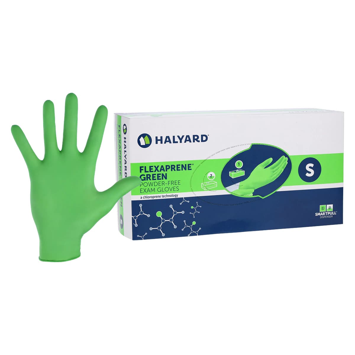 FLEXAPRENE GREEN Chloroprene Exam Gloves, Powder Free, Non-Sterile, Small, Green, 200/Box - FLEXAPRENE* GREEN Chloroprene Exam Gloves Small Box of 200 - Image 1