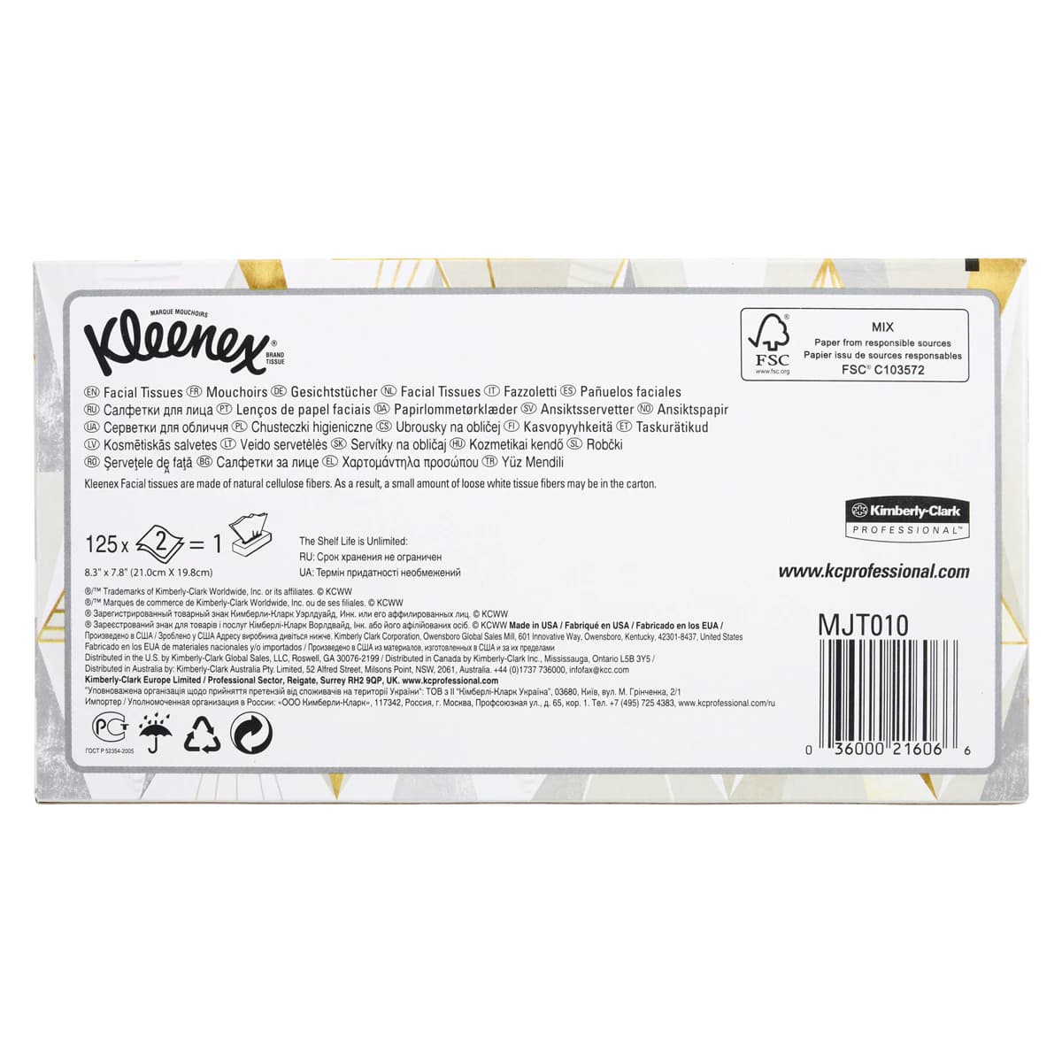 Kleenex Facial Tissue, White, 2-Ply, Flat Box, 125 Tissues/Box, 21606 thumbnail 3