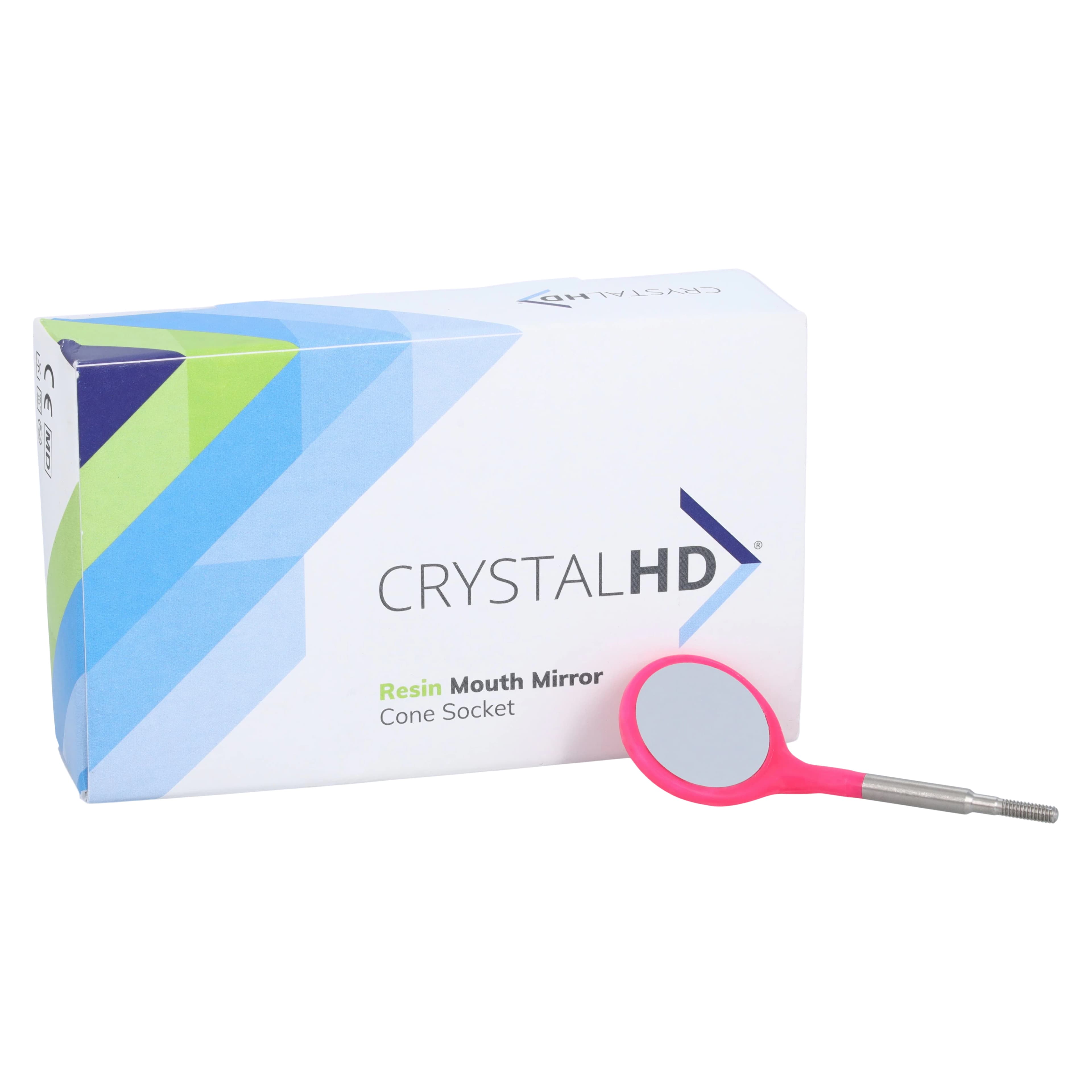 #4 Crystal HD® Neon Pink Resin Mouth Mirror Screw-On Heads, Cone Socket, 12/Pk, 50Z371S - #4 Crystal HD® Neon Pink Resin Mouth Mirror Screw-On Heads (Cone Socket) Pack of 12 - Image 1