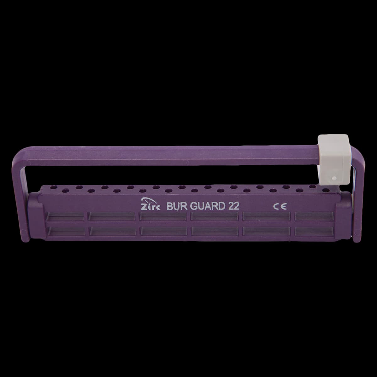 Zirc Steri-Bur Guard 22-Hole Bur Holder, Plum, 50Z410-E - Plum 22-Hole Steri-Bur Guard - Image 1