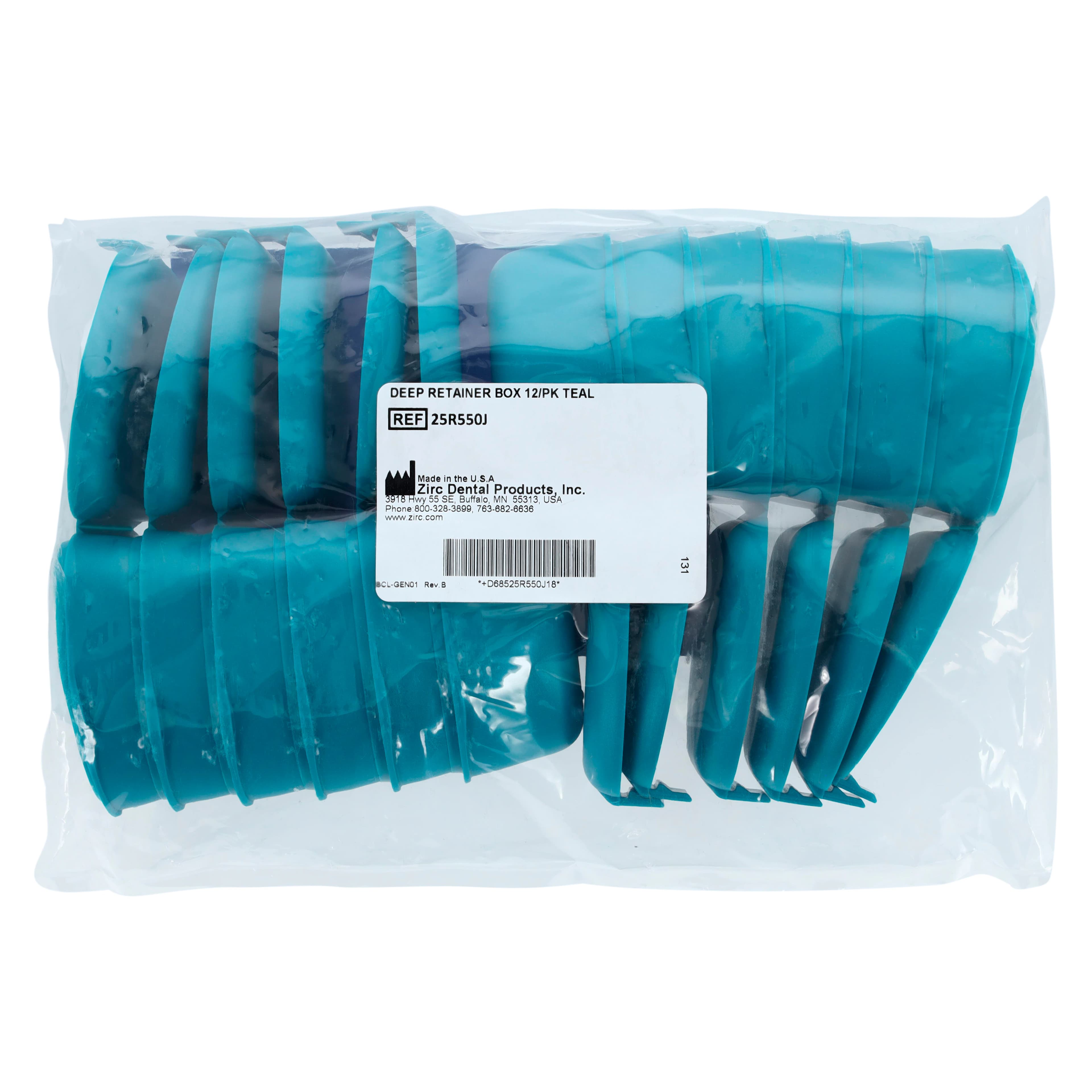 Zirc Deep Retainer Box, 1-1/2" Deep, Teal, 12/Pk, 25R550J thumbnail 3