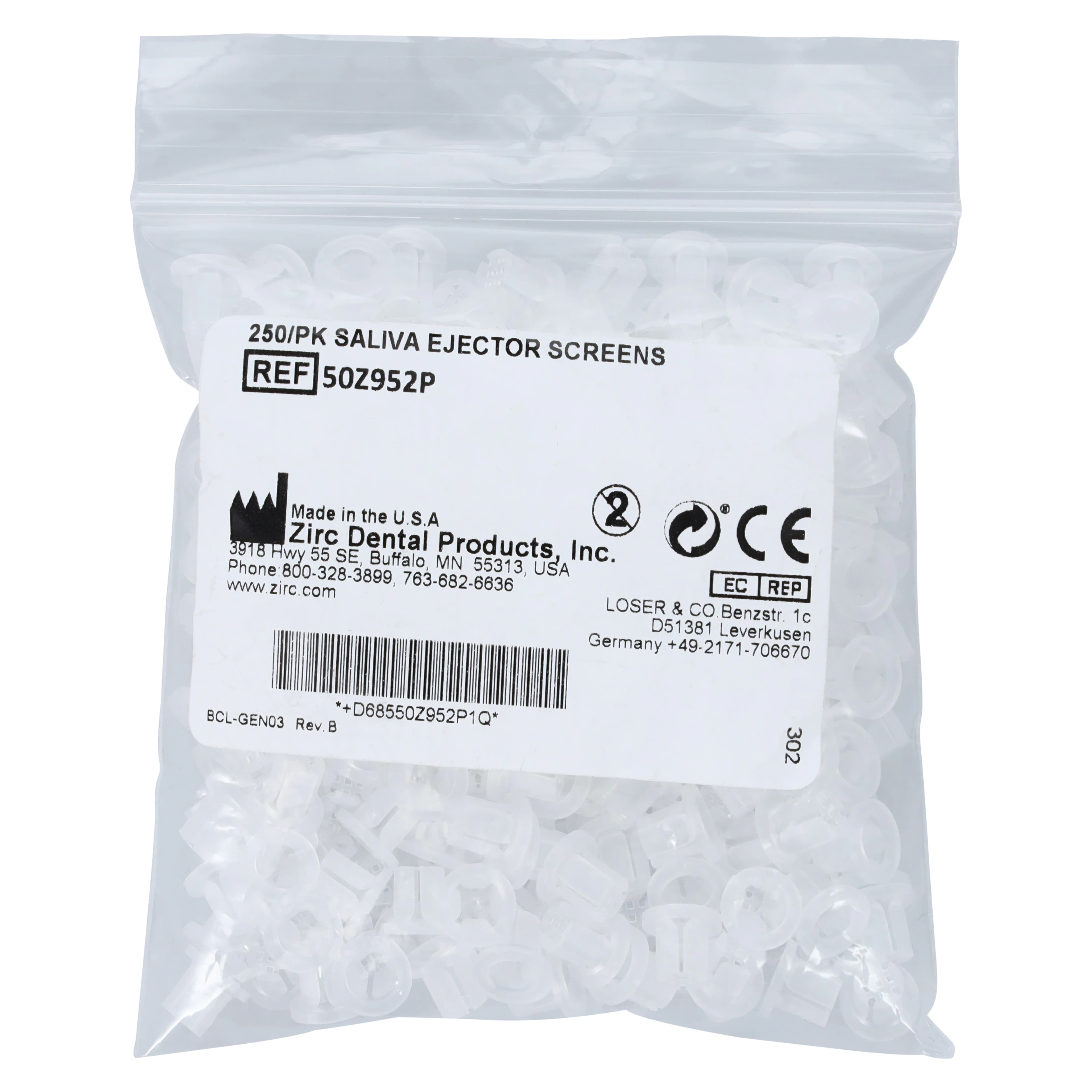 Zirc Saliva Ejector Screens, Plastic, Disposable, 250/Pk, 50Z952P thumbnail 3