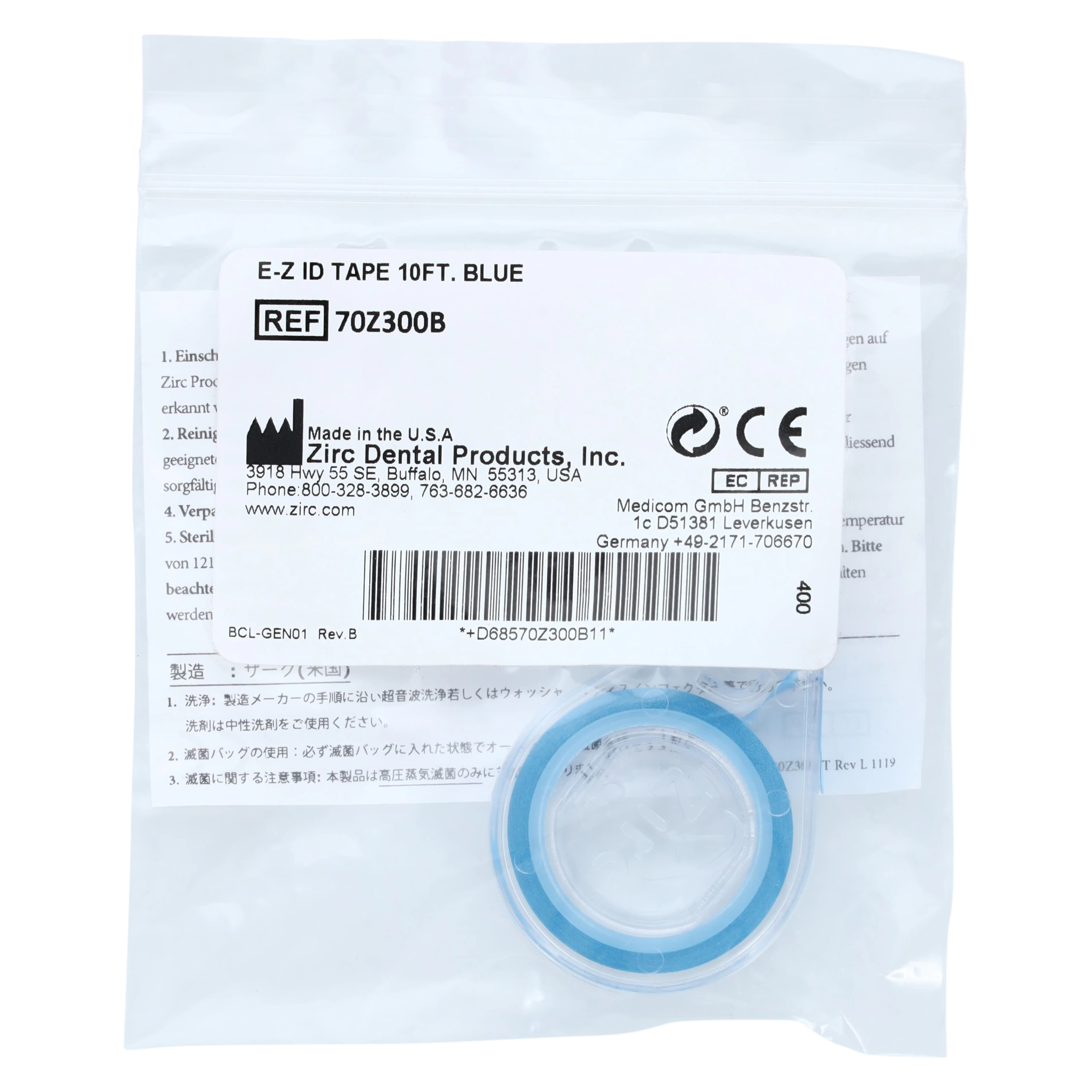 Zirc E-Z ID Instrument Tape Roll, Blue, 10' x 1/4", Refill, 70Z300B thumbnail 3