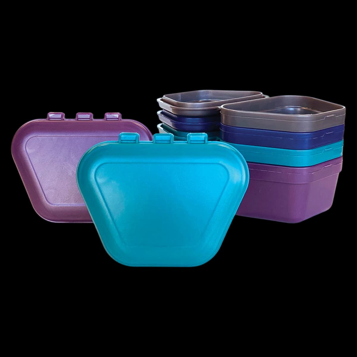 Zirc Denture Box, Assorted Colors, 3-3/4" x 1-3/4", 12/Pk, 30R800 - Denture Box, Assorted, 12/Pk, 30R800 - Image 1