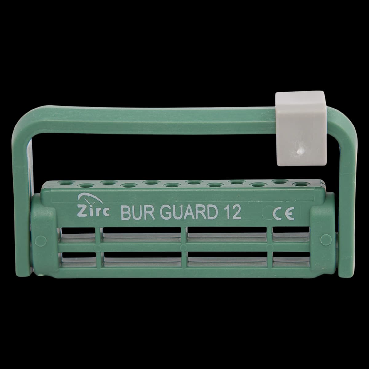 Zirc Steri-Bur Guard 12-Hole Bur Holder, Green, Adjustable, Autoclavable, 50Z406D, 1/Pk - Green 12-Hole Steri-Bur Guard - Image 1