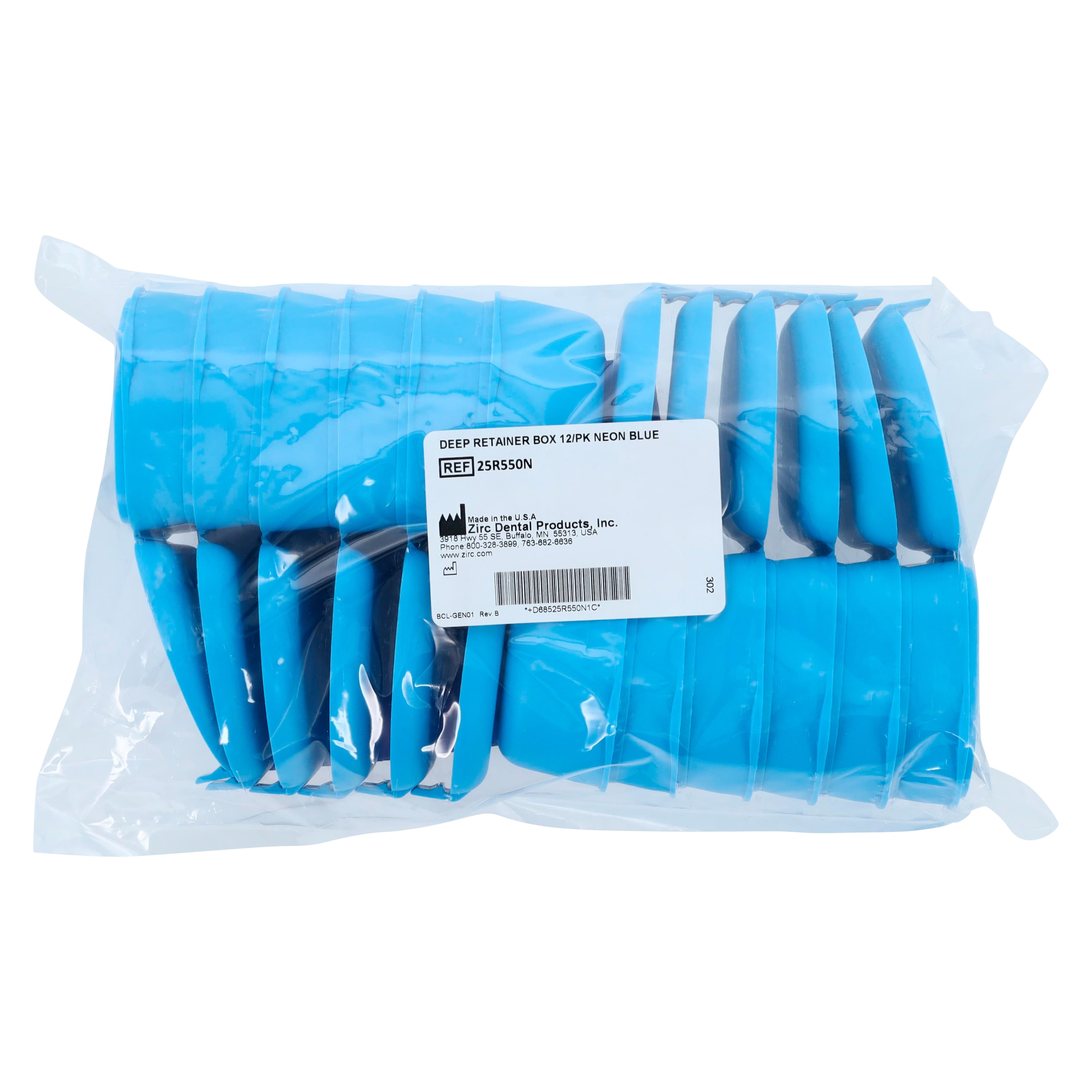 Zirc Deep Retainer Box, 1-1/2" Deep, Neon Blue, 12/Pk, 25R550N thumbnail 4