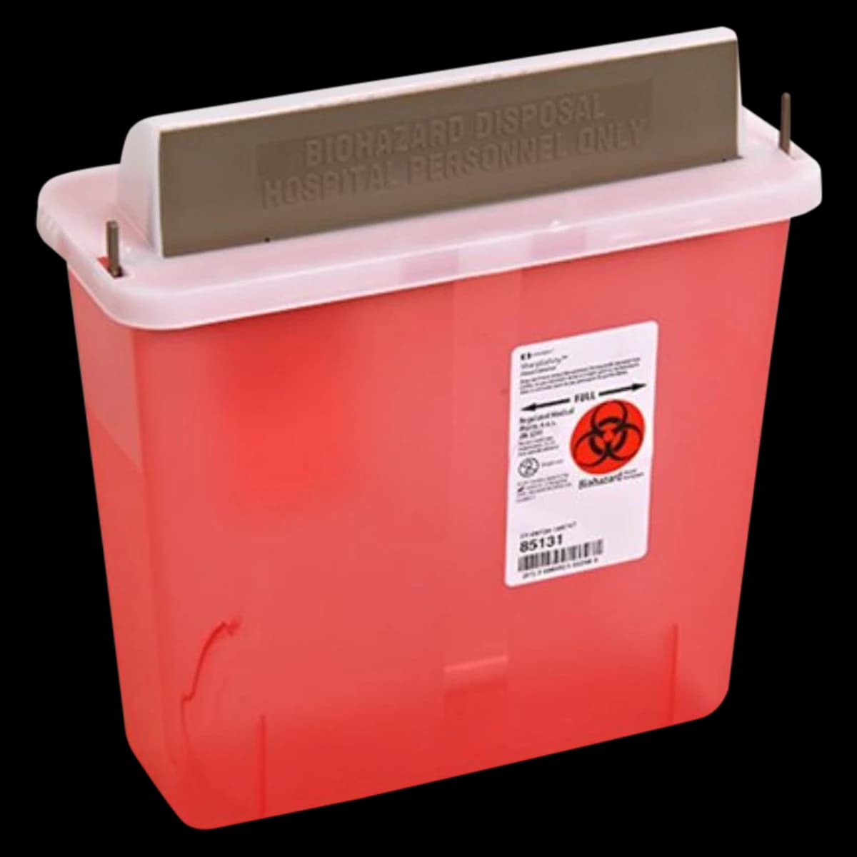 SharpSafety In-Room Sharps Container with Mailbox-Style Lid, 5 qt, Transparent Red, 85131 - SharpSafety In-Room Sharps Container with Mailbox-Style Lid - Image 1