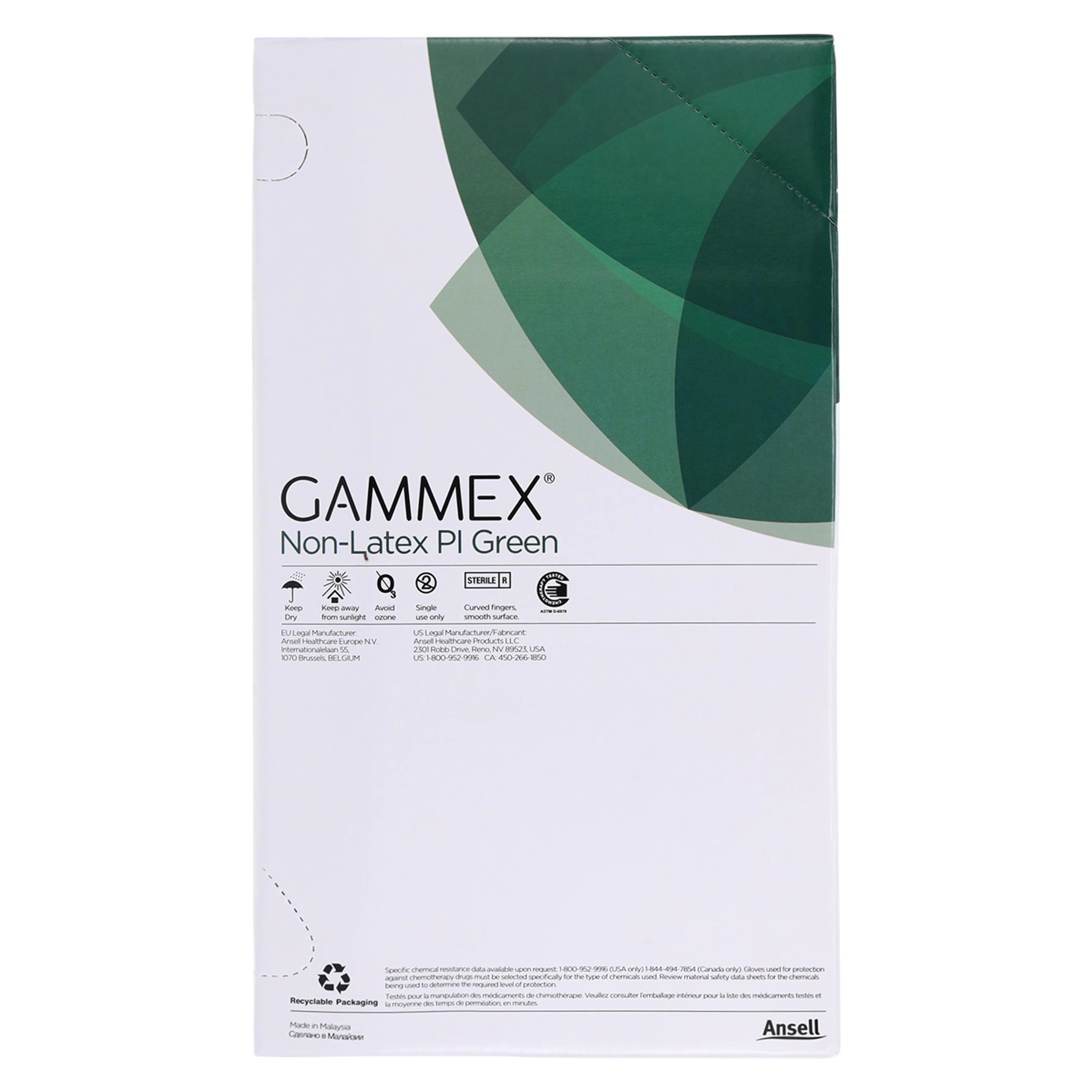 Ansell Gammex Non-Latex PI Green Polyisoprene Surgical Gloves, Sterile, Powder Free, Size 7.0, 50 Pairs/Box, 20685270 thumbnail 5