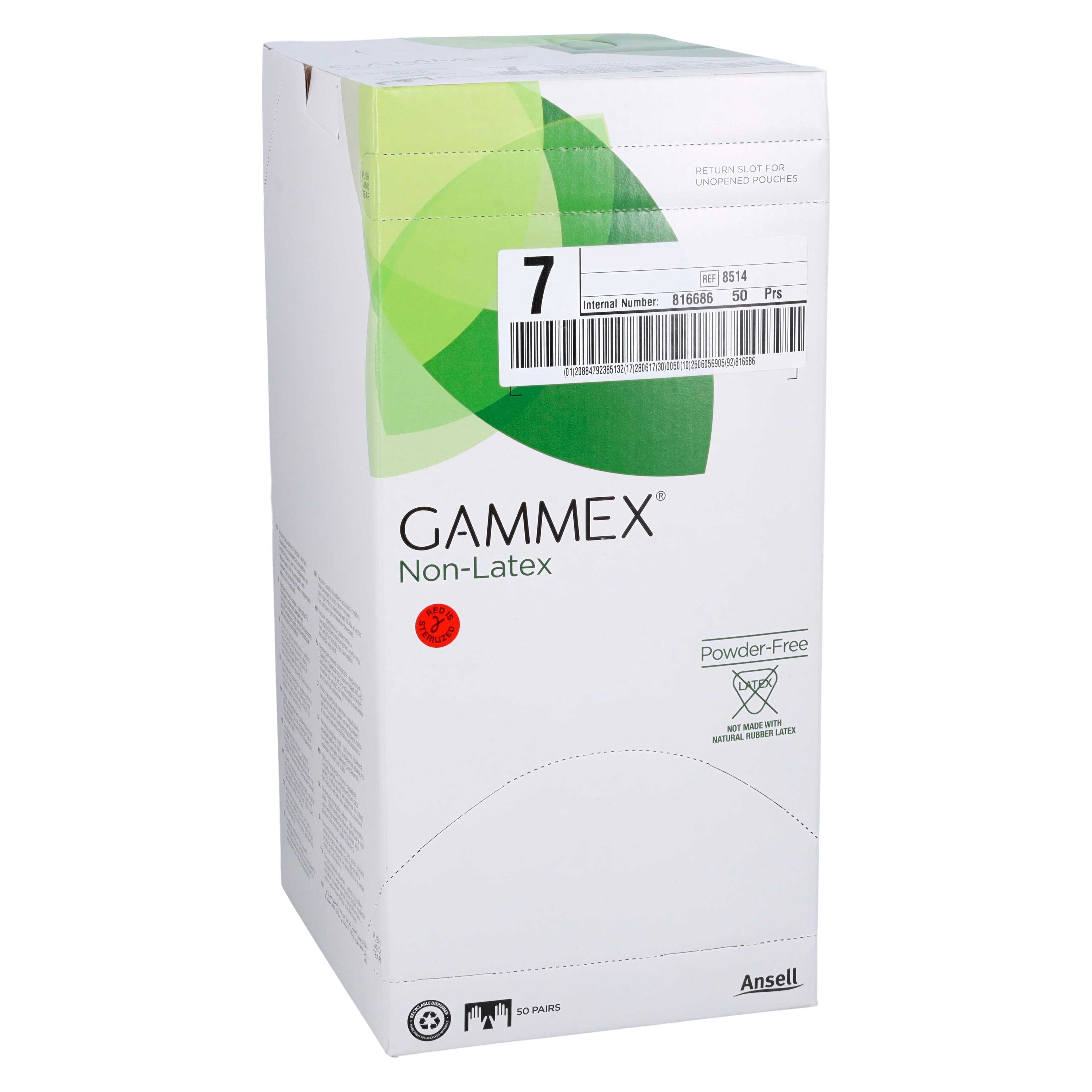 GAMMEX Non-Latex Neoprene Surgical Gloves, Sterile, Powder-Free, Dark Green, Size 7, 50 Pairs/Box, 8514 thumbnail 4