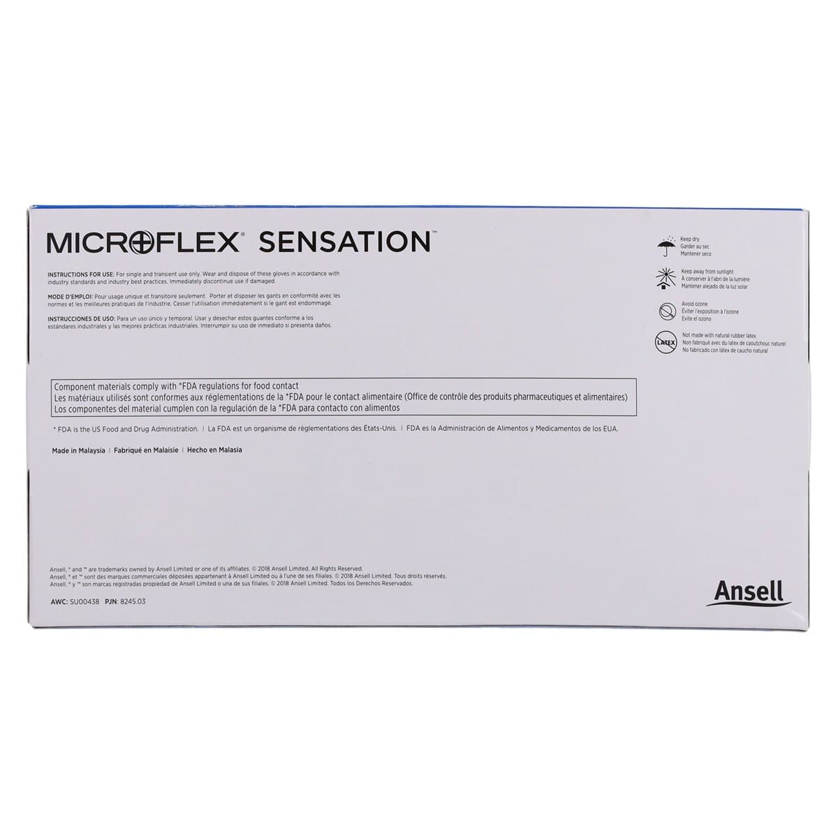 Microflex Sensation N73 Nitrile Exam Gloves, Powder-Free, Non-Sterile, Extra Small, Blue, 100/Box, N730 thumbnail 5