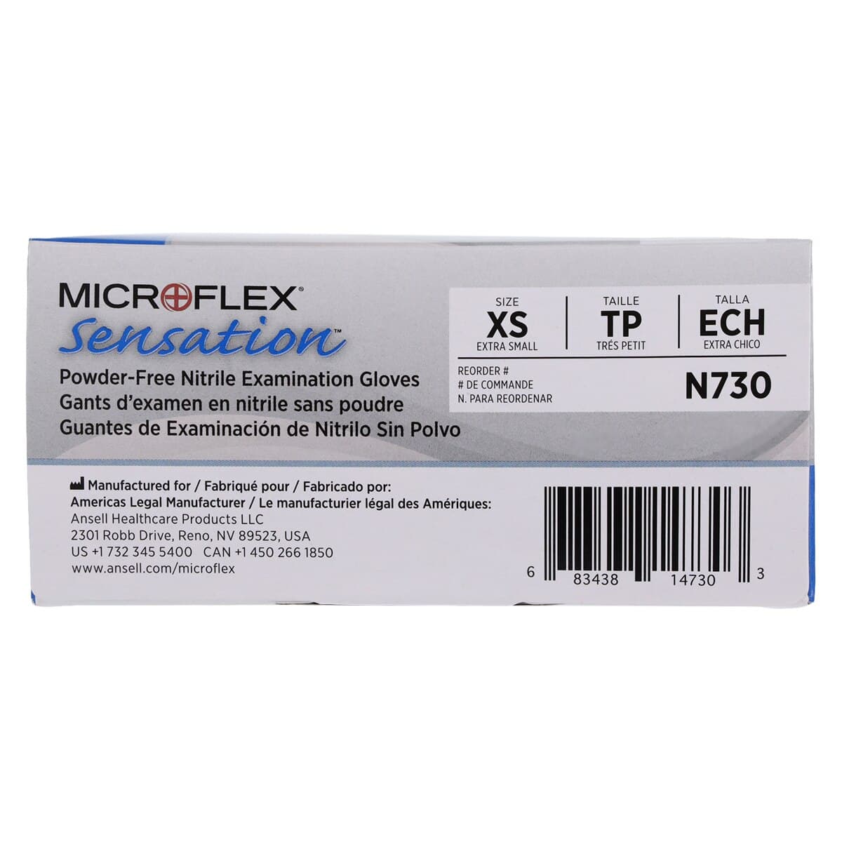 Microflex Sensation N73 Nitrile Exam Gloves, Powder-Free, Non-Sterile, Extra Small, Blue, 100/Box, N730 thumbnail 6