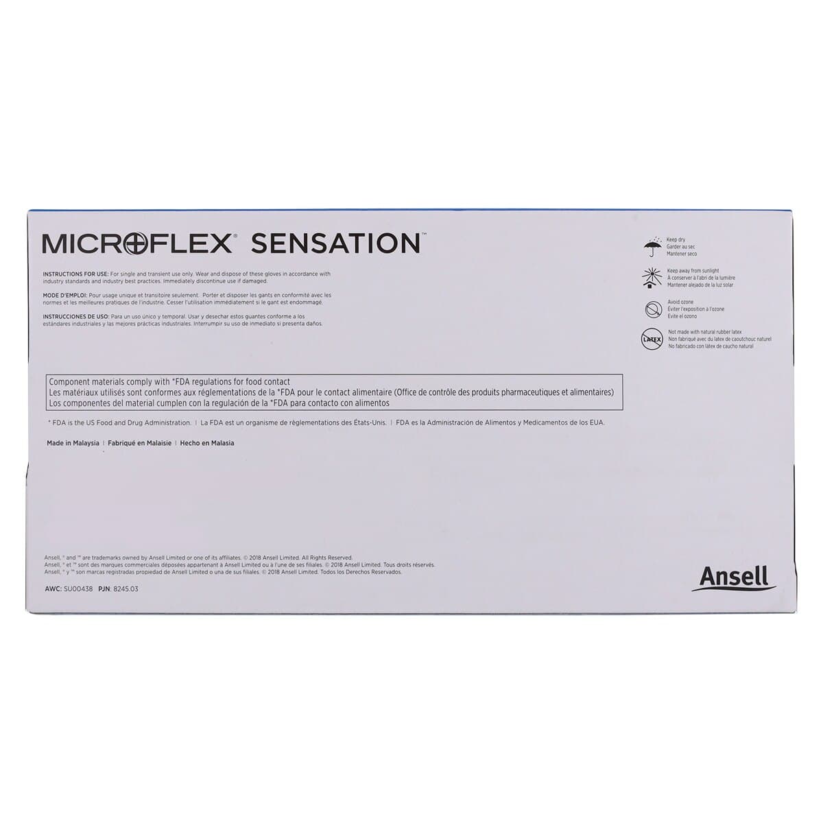 Microflex Sensation N73 Nitrile Exam Gloves, Powder-Free, Non-Sterile, Blue, Small, 100/Box, N731 thumbnail 5