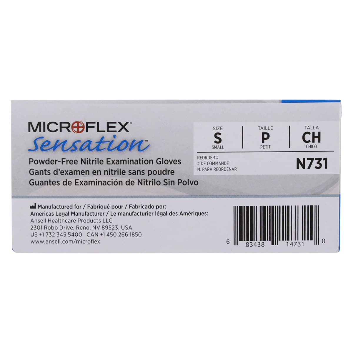 Microflex Sensation N73 Nitrile Exam Gloves, Powder-Free, Non-Sterile, Blue, Small, 100/Box, N731 thumbnail 6