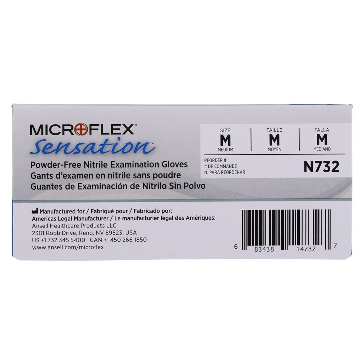Sensation® Nitrile Powder-Free Exam Gloves, Blue, Medium, 100/Box, N732 thumbnail 6