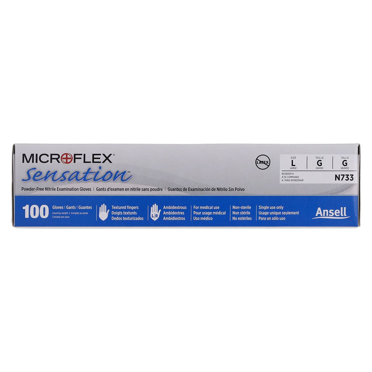 Sensation® Nitrile Powder-Free Exam Gloves, Blue, Large, 100/Box, N733 thumbnail 7