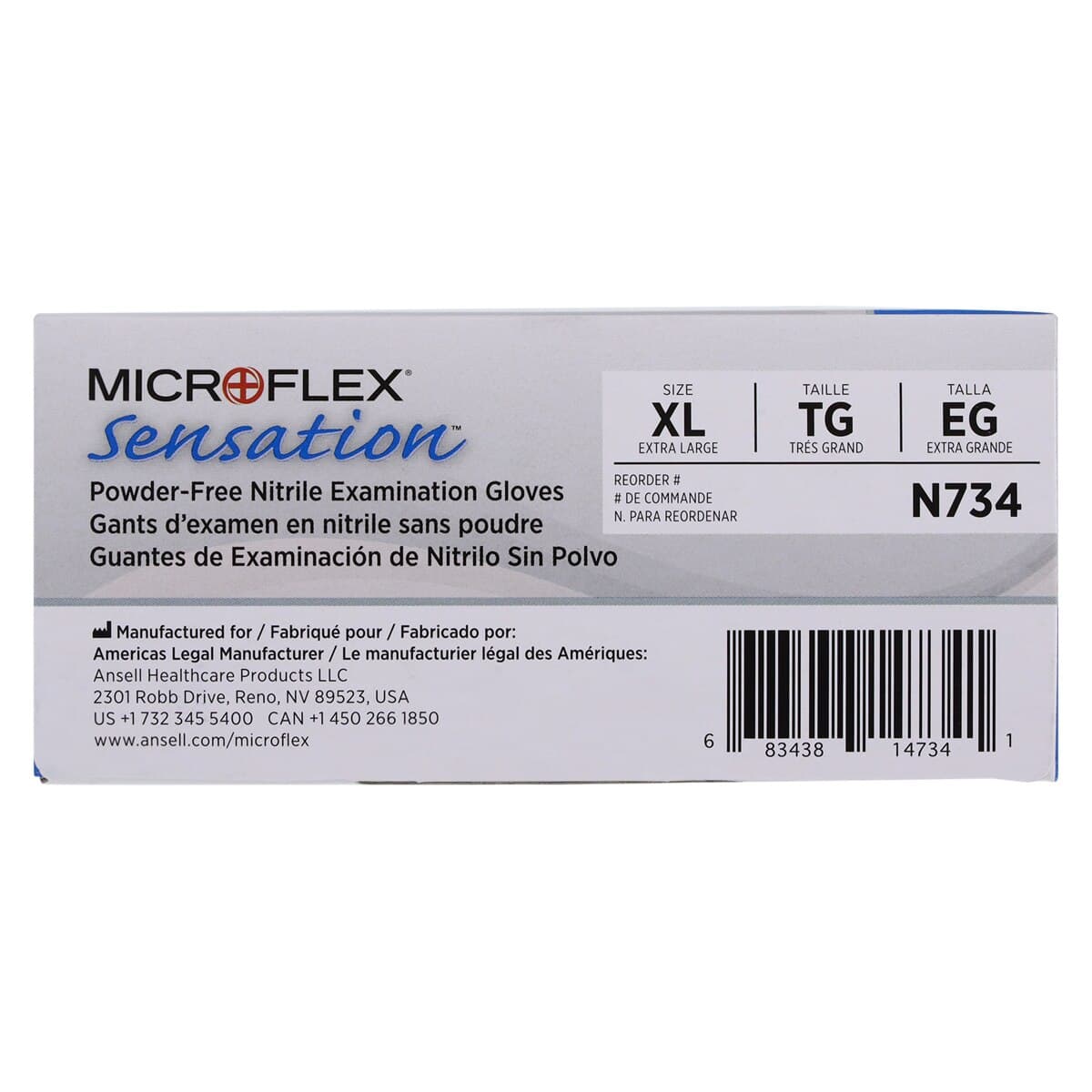 Sensation® Nitrile Powder-Free Exam Gloves, Blue, Extra Large, 100/Box, N734 thumbnail 5