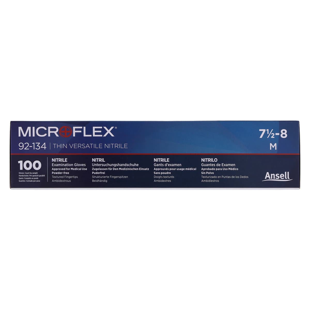 Ansell Microflex 92-134 Versatility Nitrile Exam Gloves, Powder Free, Non-Sterile, Blue, Medium (7.5-8), 100/Box, 92134080 thumbnail 8