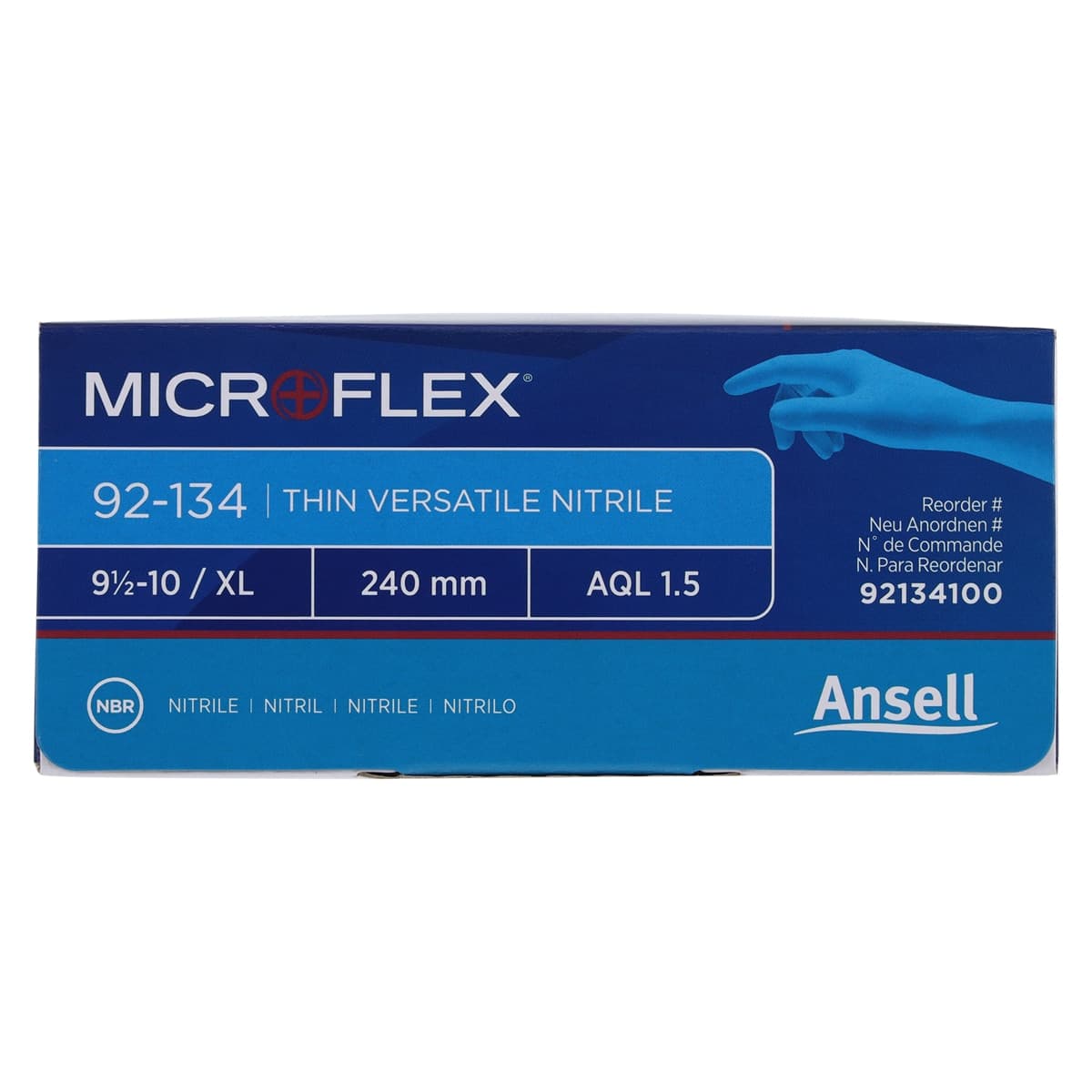 Microflex 92-134 Versatility Nitrile Exam Gloves, Powder Free, Non-Sterile, Textured Fingertips, Blue, Extra Large (9.5-10), 100/Box, 92134100 thumbnail 6